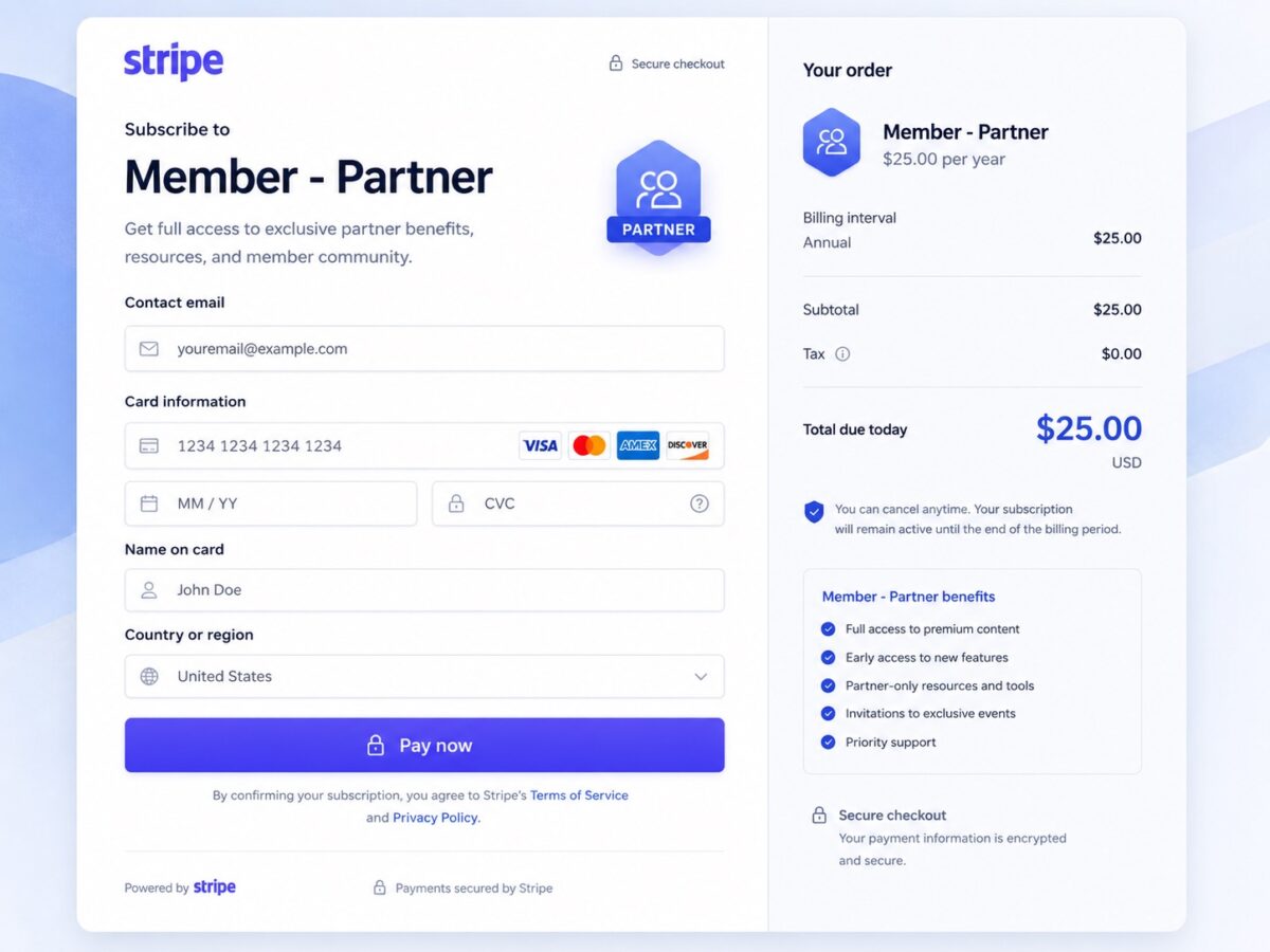 MEMBER PAY 25$/Year